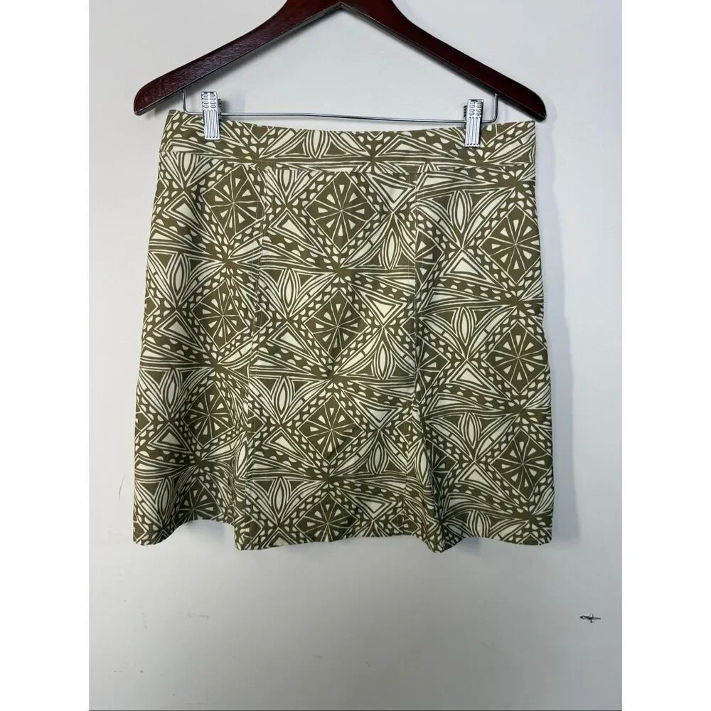 Ripe Skirt Maui Olive Green Geometric Print Skort Size Medium Resort Tropical Ca
